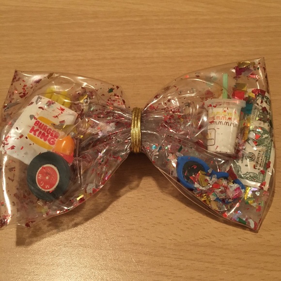Fast Food Glitter Hair Bow Vintage 1990s Miniature McDonald’s Burger King - Picture 1 of 3